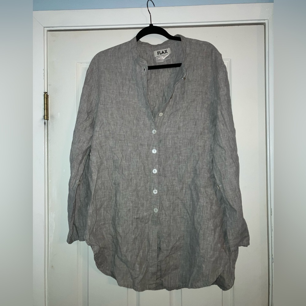 Women’s Small Full Button Flax Linen Shirt